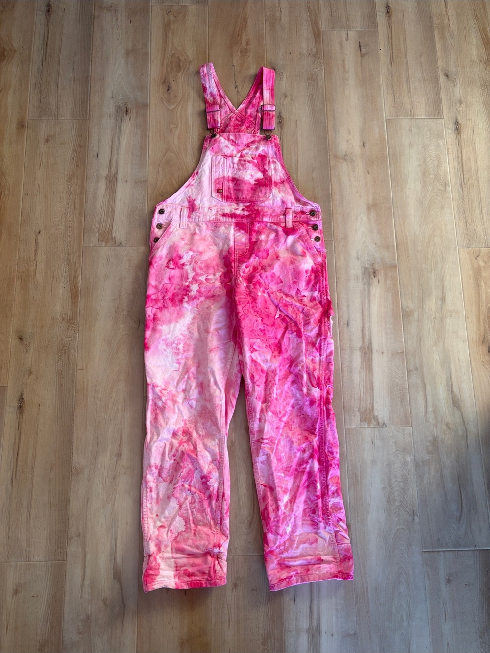 Pink Tie-Dye Overalls